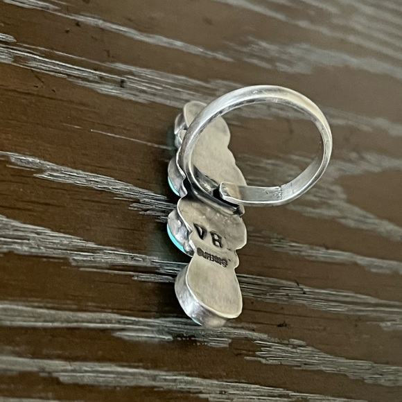 Navajo Turquoise Vintage Cluster Ring - Picture 8 of 12